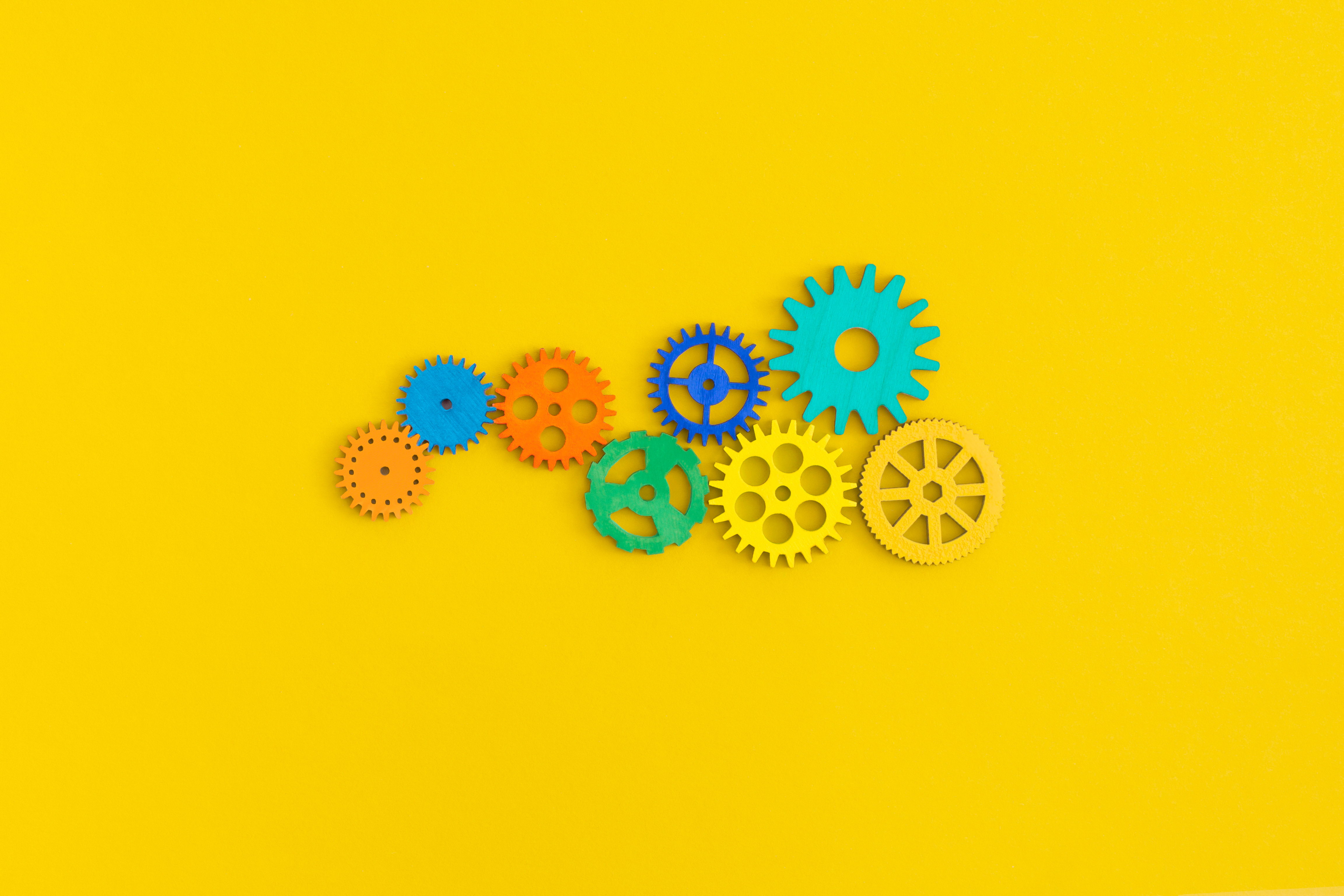 Gears on yellow background